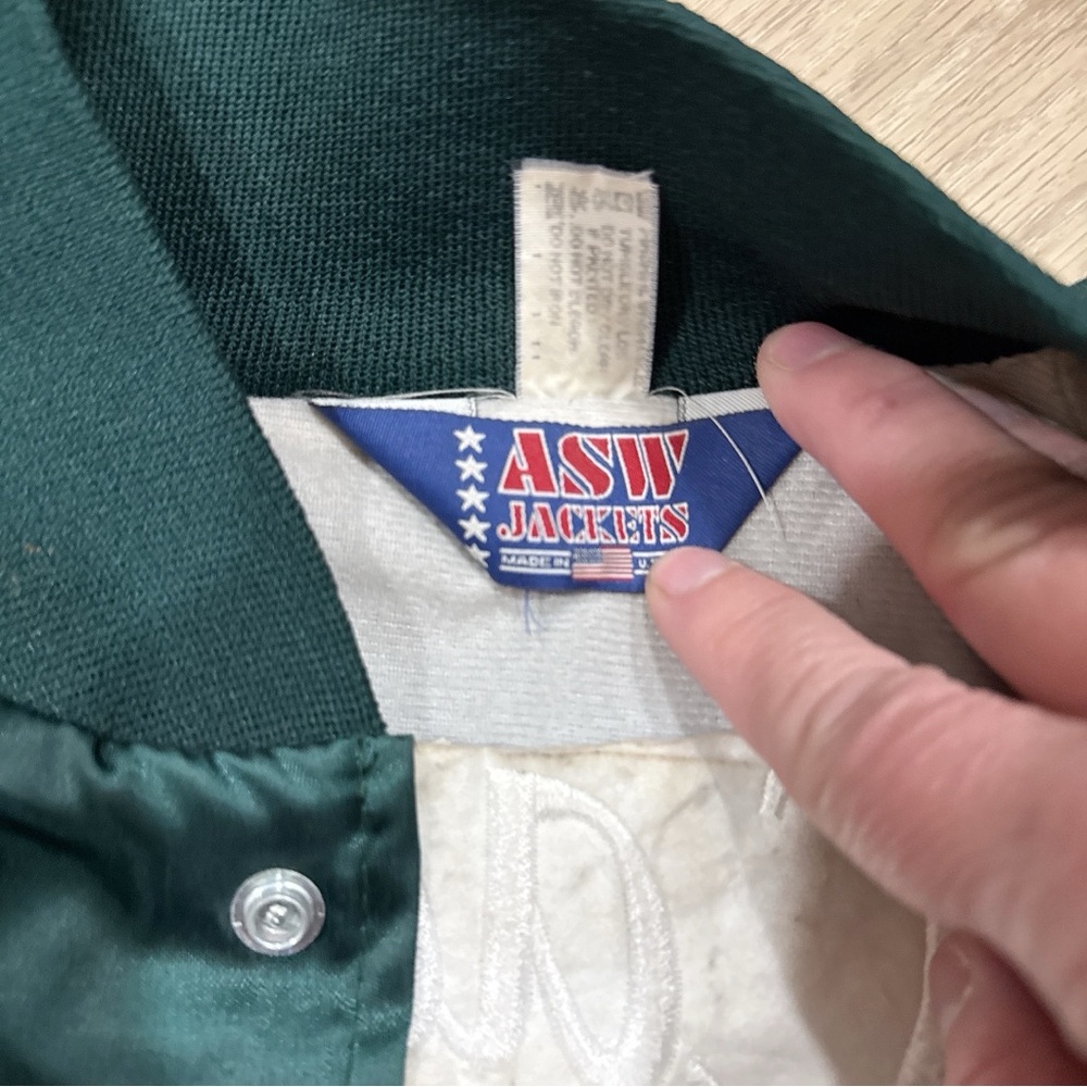Green Satin Greek Letter Bomber Jacket - Unbranded - Picture 2 of 3